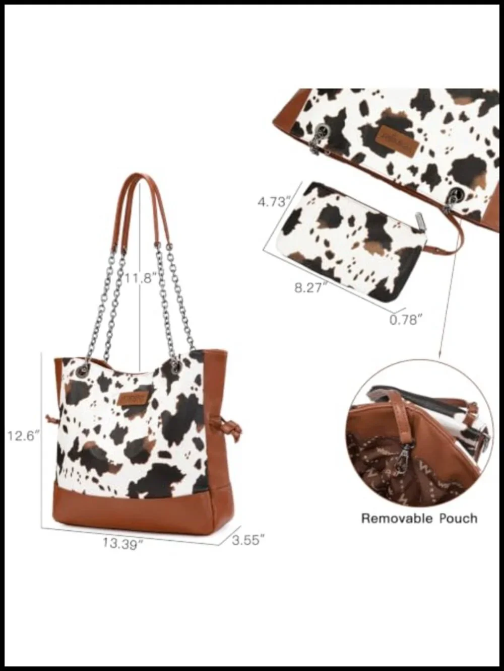 Wrangler Tote Bag for Women 2PCS Faux Leather Drawstring Shoulder Purse with